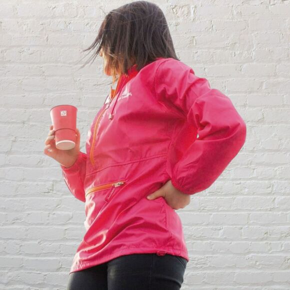 Juan Valdez Windbreaker M Pink Orange Colombia Anorak Pullover Jacket - Picture 5 of 16